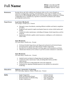 Read more about the article Auto Mechanic CV Template