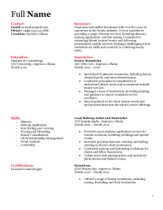 Read more about the article Beautician CV Template