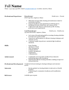 Read more about the article House Keeper CV Template