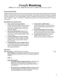 Functional CV for Fresh Graduates